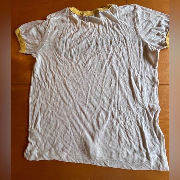 Wildfox Couture S US Team striped white cotton polyester T-shirt yellow … - Picture 3 of 9